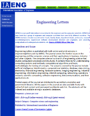 点击查看Engineering Letters