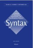 Syntax-a Journal Of Theoretical Experimental And Interdiscip